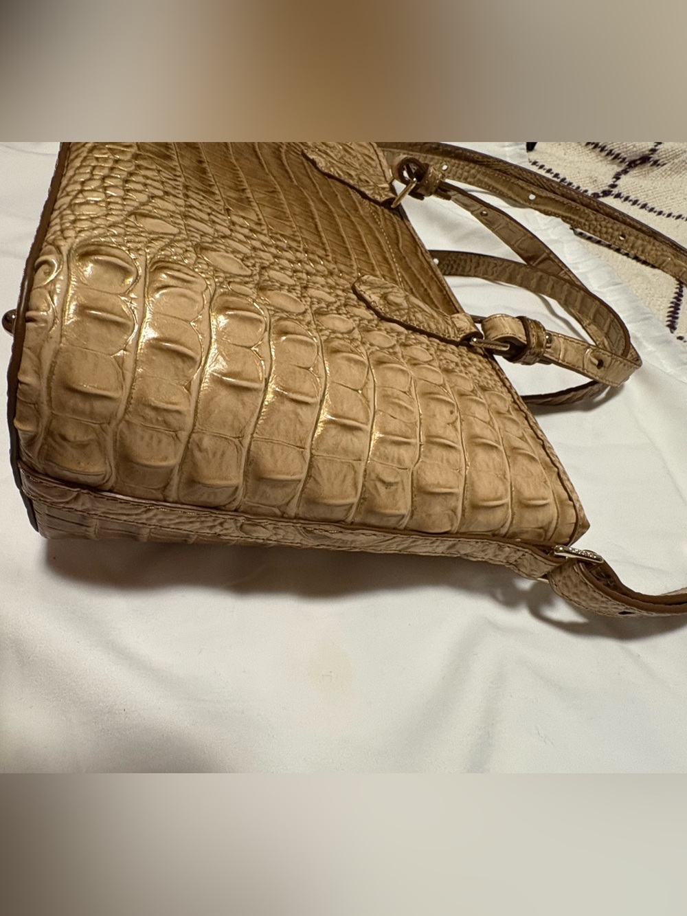 Brahmin Mini Asher Granite Melbourne Croc-Embossed Leather Satchel - Picture 14 of 16
